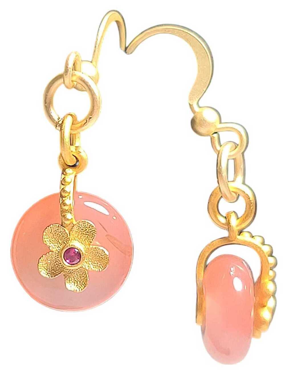 Dainty Floral Rose Quartz Pendant Earrings (#LWE003)